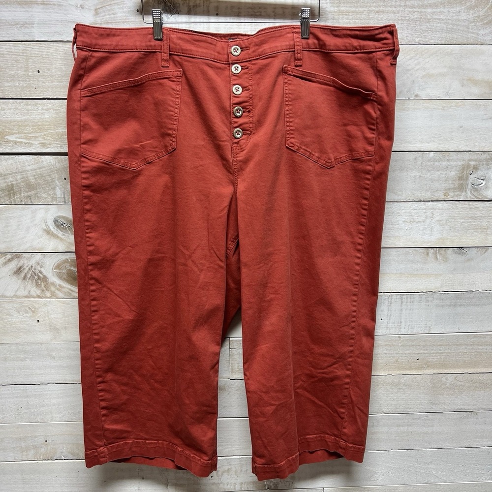 Torrid Crop Capri Pants‎ Size 26 Button Fly High Rise Stretch Orange Terracotta